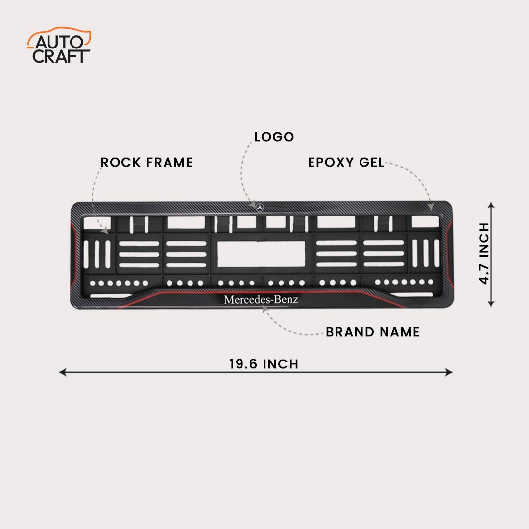 Car Number Plate Gel Frame - Benz - Red Line