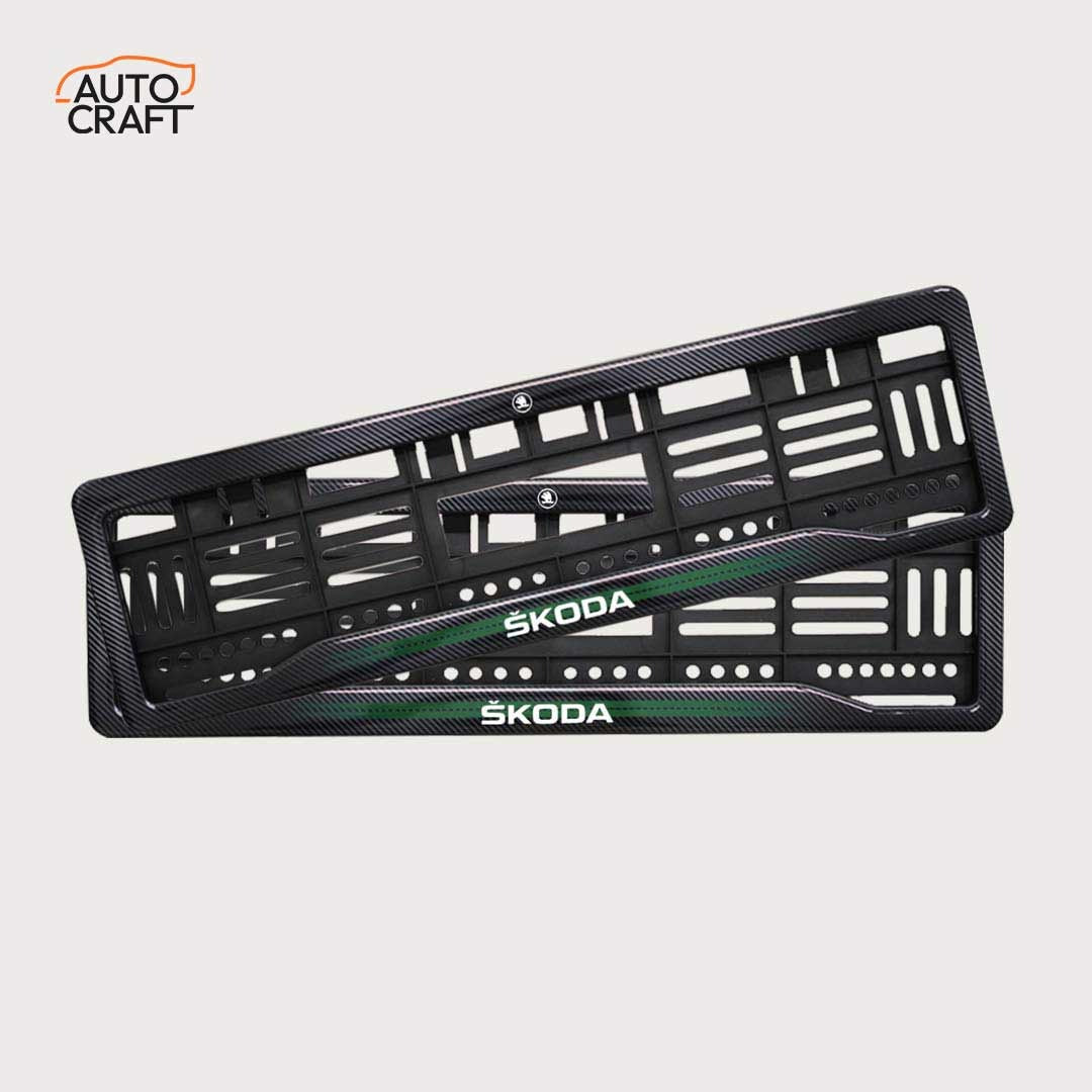 Car Number Plate Gel Frame - Skoda - Green Line