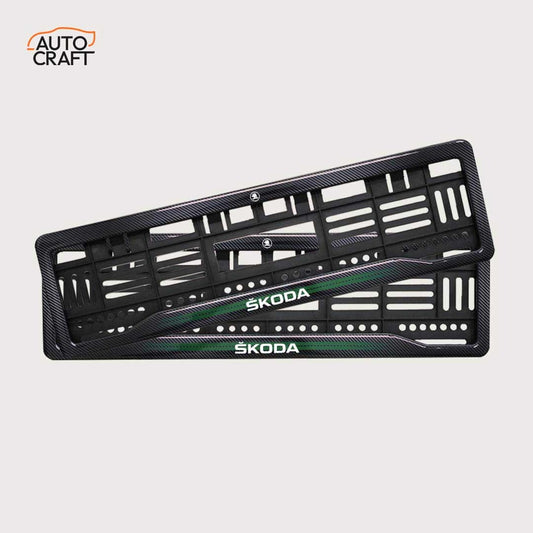 Car Number Plate Gel Frame - Skoda - Green Line